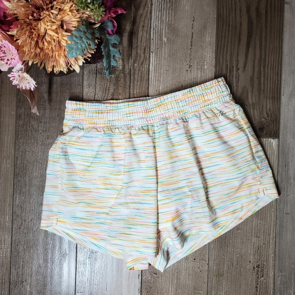 DSG White Colorful Print Running Shorts Girls Size Medium 10-12 NWOT